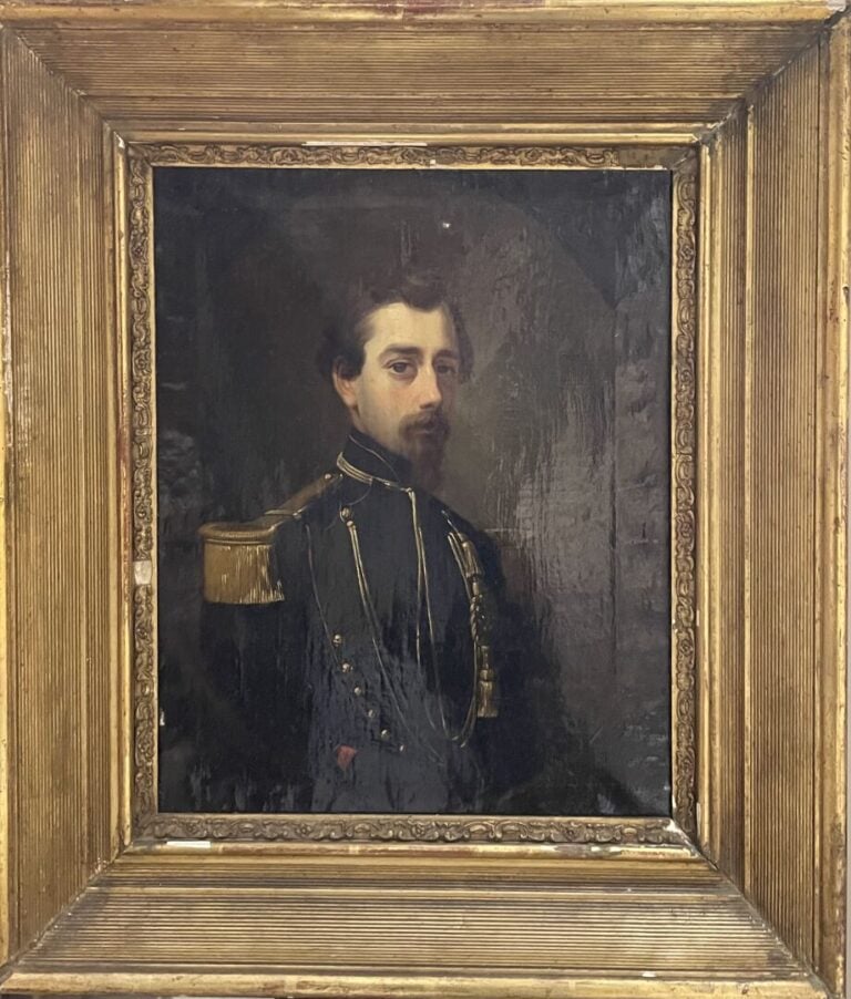 Ecole fin XIXe - début XXe - Portrait de jeune officier - Huile sur toile - 32…
