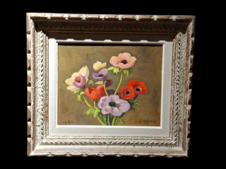 Emile LEJEUNE (1885-1964) - Bouquet de fleurs et coquelicots - Huile sur carton…