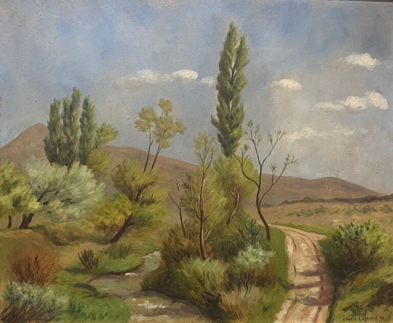 Émile LEJEUNE (1885-1964) - Le chemin - Huile sur carton, signé en bas à droite…