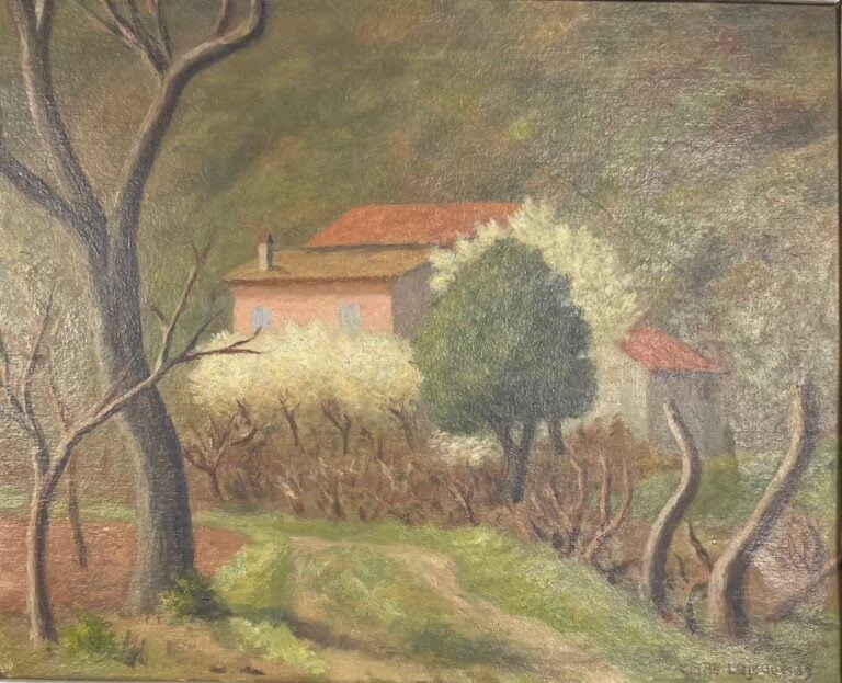 Émile LEJEUNE (1885-1964) - Maison à Cagnes sur mer - Huile sur carton, signée…