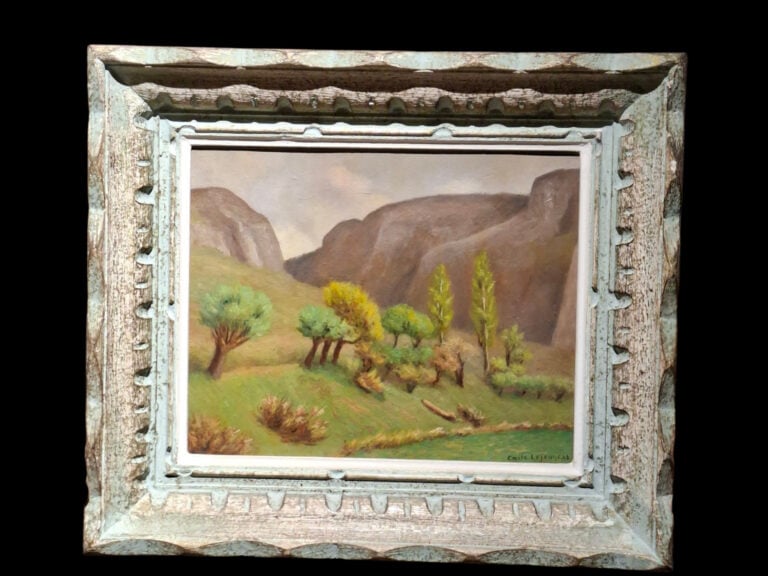 Émile LEJEUNE (1885-1964) - Paysage de montagne - Huile sur carton, signé en ba…