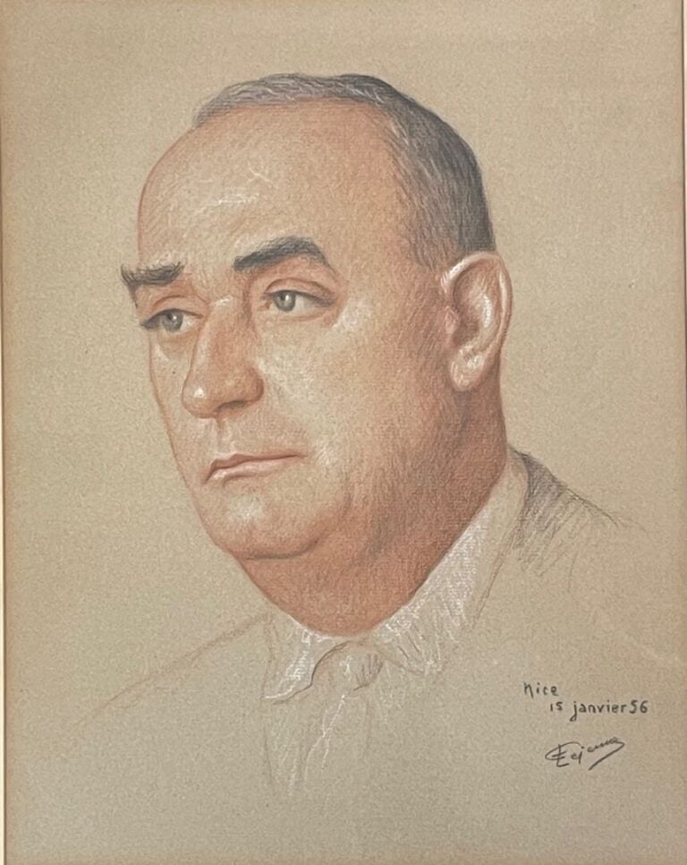 Émile LEJEUNE (1885-1964). - Réunion de 4 portraits - Technique mixte sur papie…