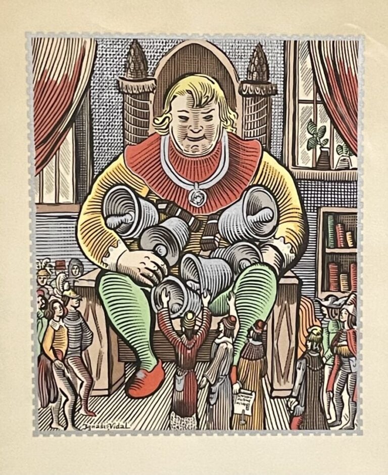 Ignasi VIDAL (1904-1988), d'après - Gargantua - Deux estampes rehaussées sur pa…
