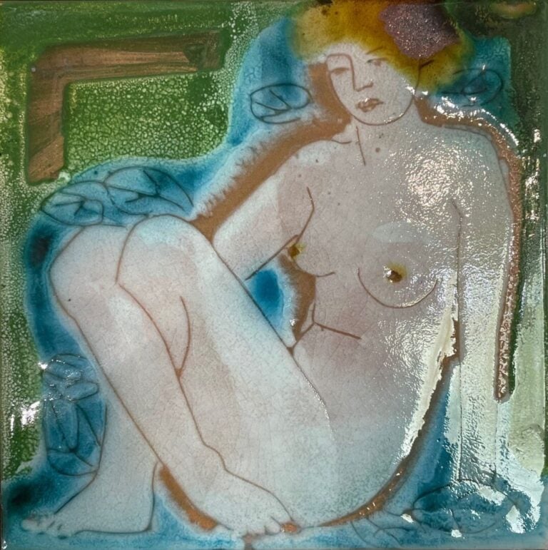 NJERS Ljerka (né en 1937) - Nu féminin - Plaque en céramique émaillée - Signée…