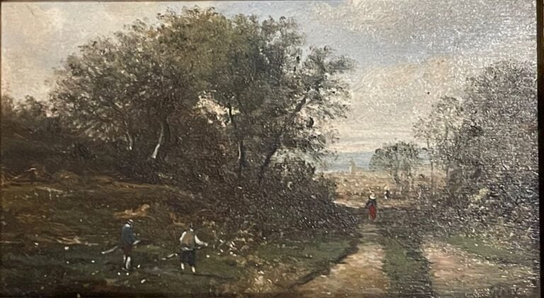 ROUX ? - Scène rurale - Huile sur panneau - Signée en bas à droite - 15 x 24 cm…
