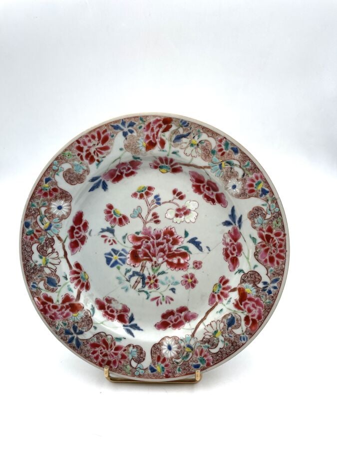 Série de 7 ASSIETTES en porcelaine "Compagnie des Indes" - Fêles, égrenures - D…