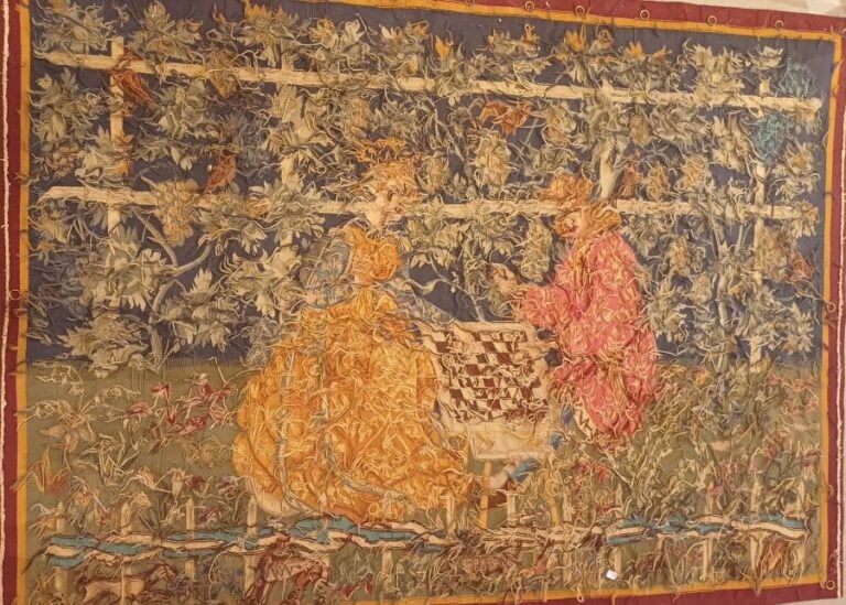 TRAVAIL MODERNE - Partie d'échecs" - Tapisserie en laine - 174 x 127 cm - - - L…