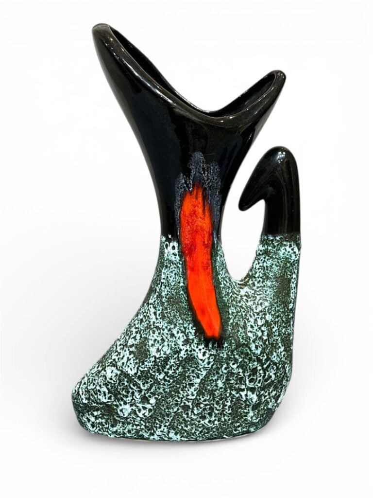 VALLAURIS - Vase de forme libre en céramique émaillée polychrome - H : 42 cm