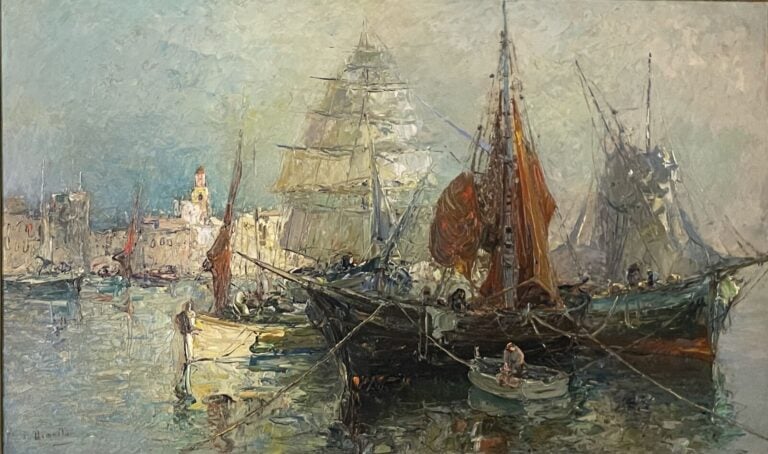 Alain DEMARTA (XXème siècle) - Bateaux dans un port - Huile sur isorel, signée…