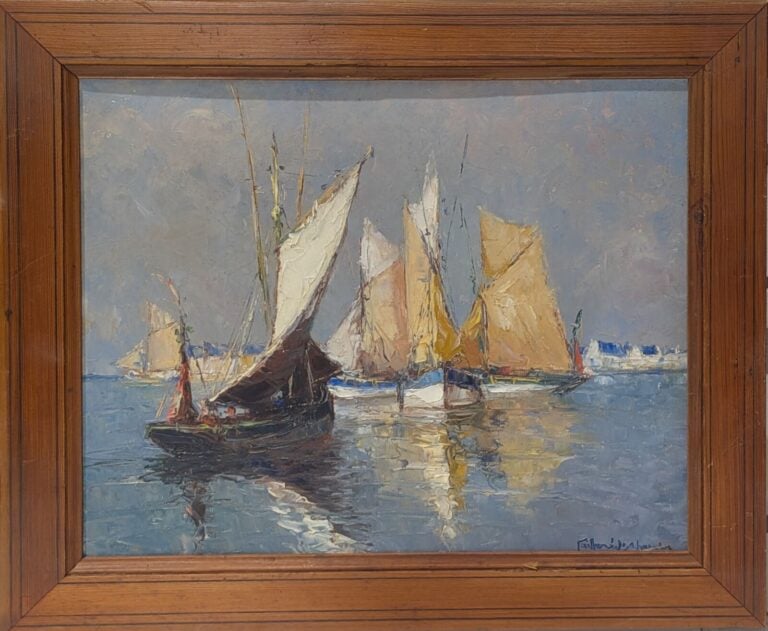 Alexandre Gabriel GAILLARD-DESCHAMPS (c.1903-1984) - Voiliers en mer - Huile su…