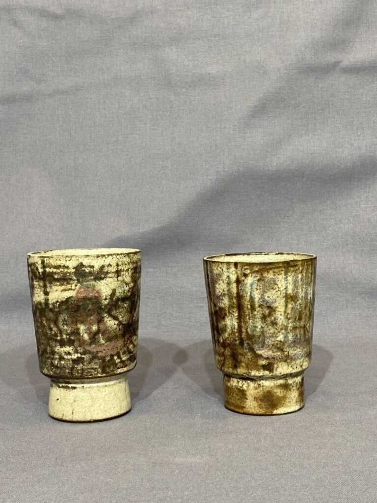 ATELIER LES MURIERS à VALLAURIS - Ensemble de 2 vases en céramique émaillée à d…