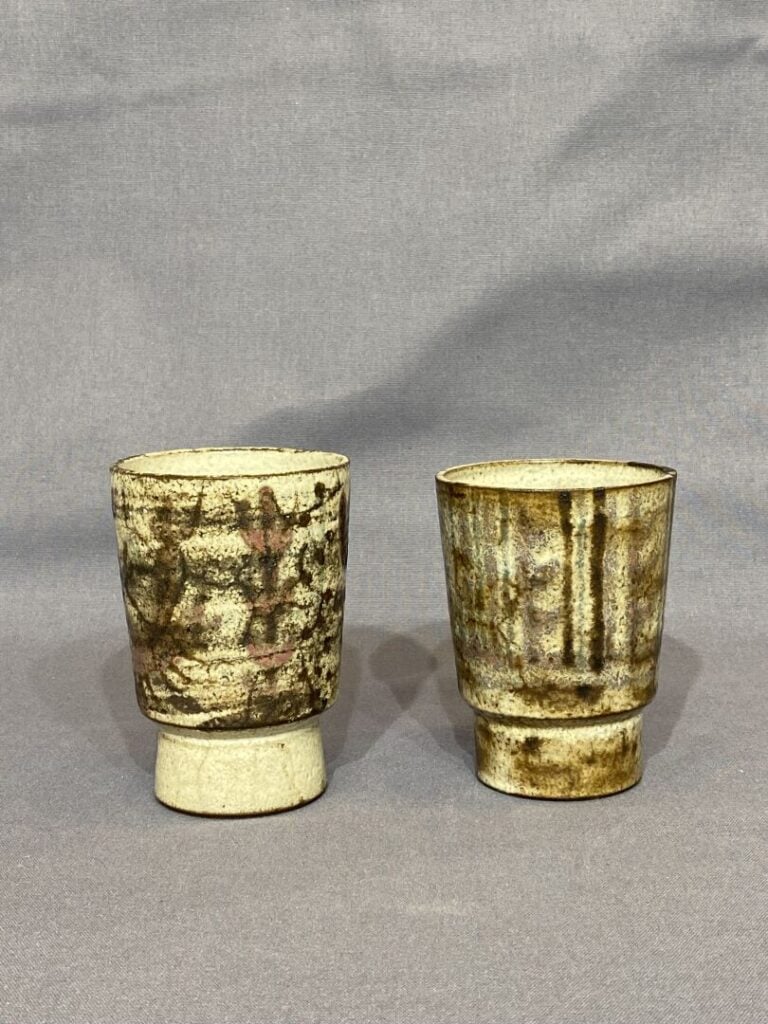 ATELIER LES MURIERS à VALLAURIS - Ensemble de 2 vases en céramique émaillée à d…