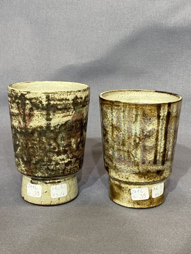 ATELIER LES MURIERS à VALLAURIS - Ensemble de 2 vases en céramique émaillée à d…