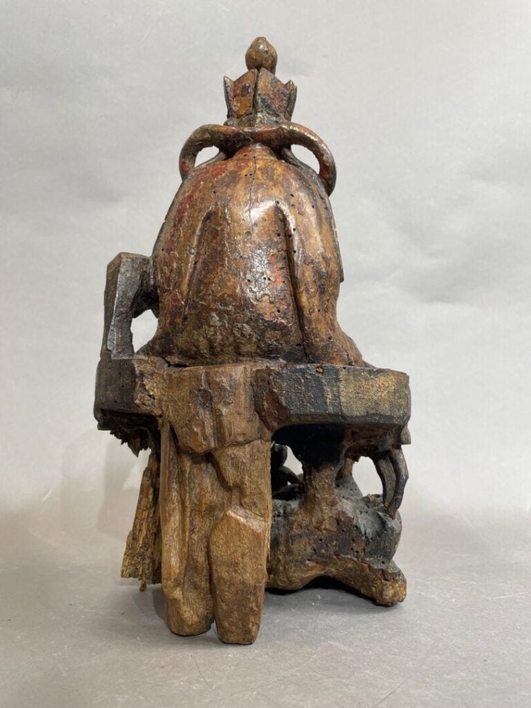 CHINE, fin époque MING XVII XVIIIe période KANGXI - Statuette en bois anciennem…