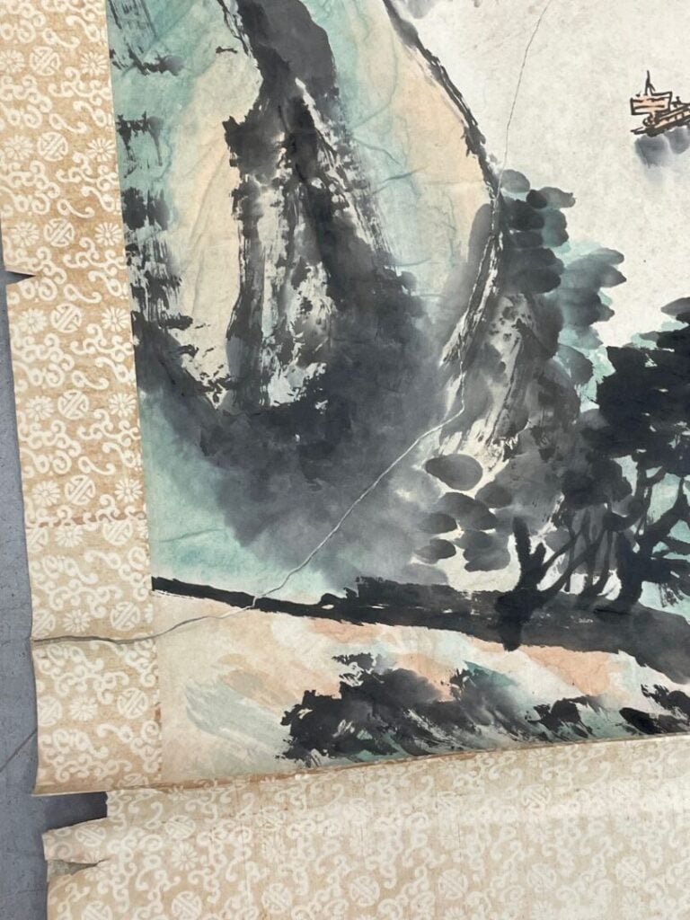 CHINE, XXe - Paysage - Peinture à l'encre et lavis - 154 x 80 cm - (importantes…