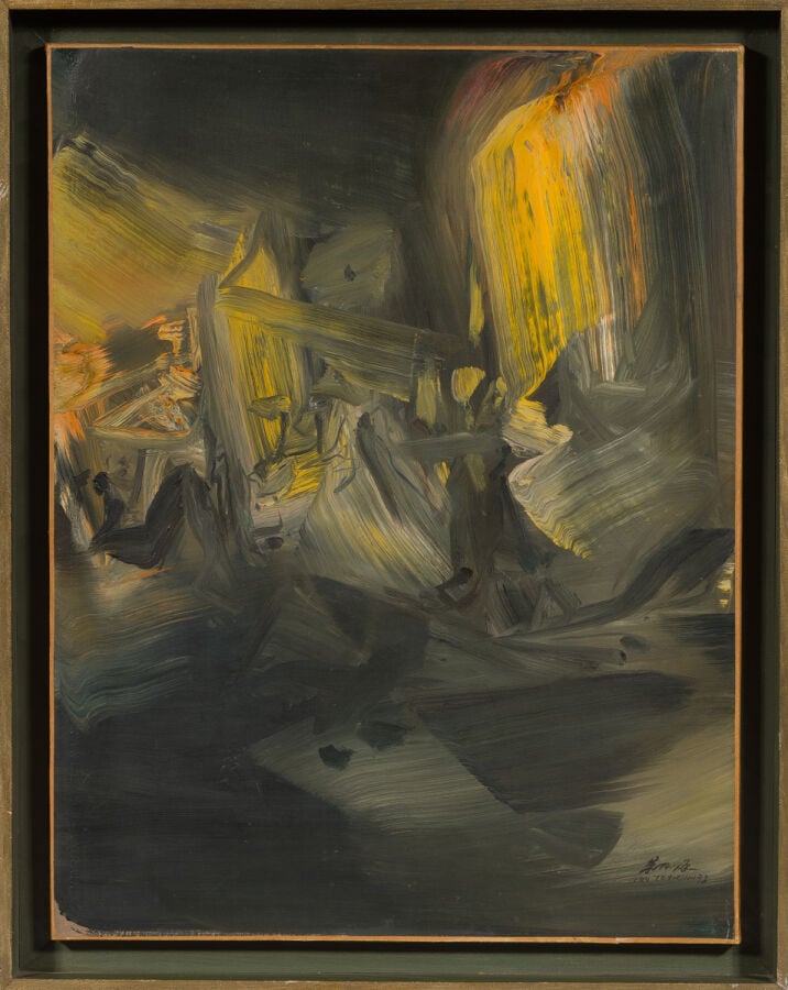 CHU TEH-CHUN (1920-2014) - Composition, 1973 - Huile sur papier marouflé sur to…