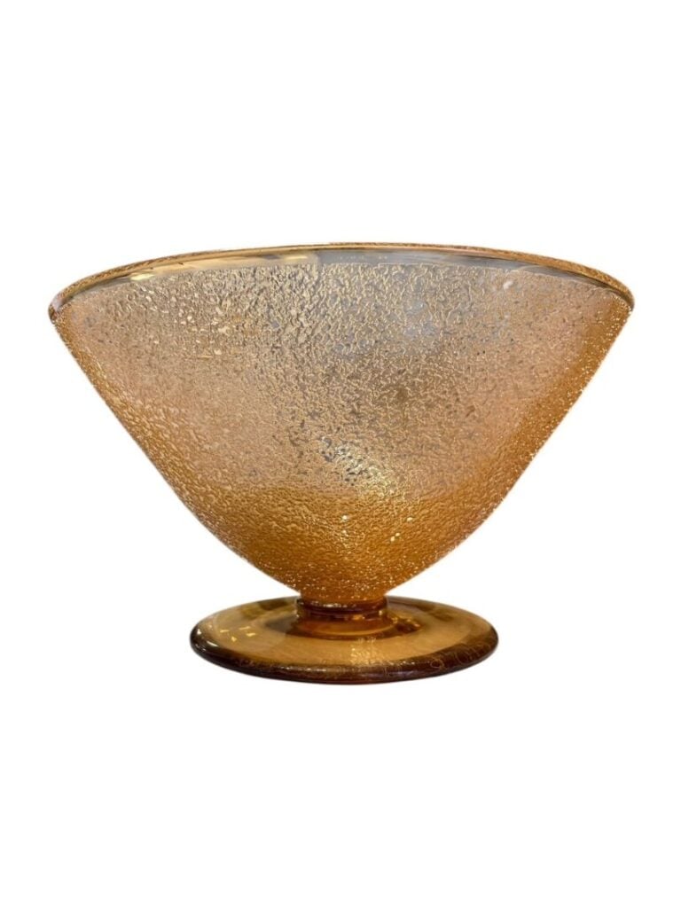 DAUM Nancy France - Coupe art déco en verre teinté orange à décor gravé à l'aci…