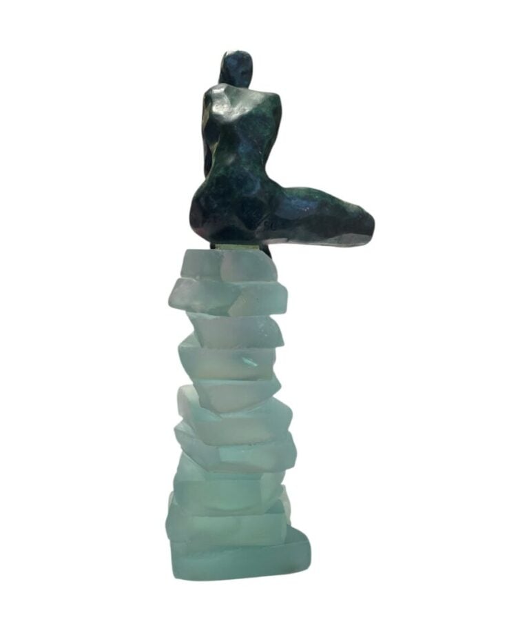 Dominique DARDEK (1957) - "La Pensive" - Epreuve en bronze à patine verte et ve…