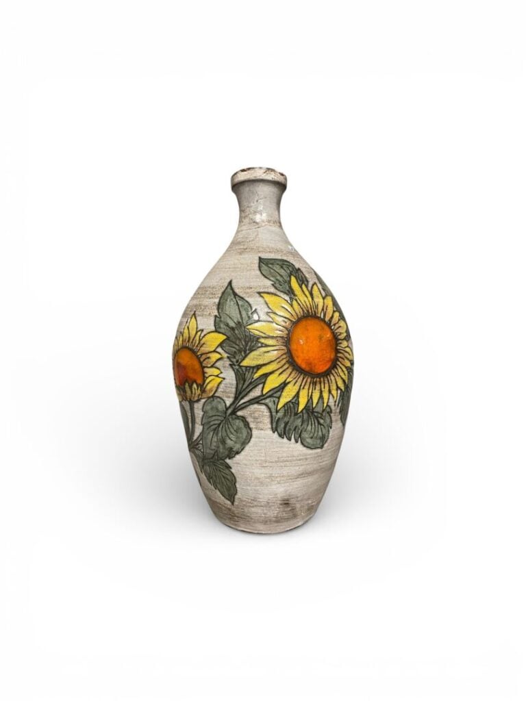 FONK ET MATEO à VALLAURIS - Vase bouteille en terre cuite émaillée à décor de t…