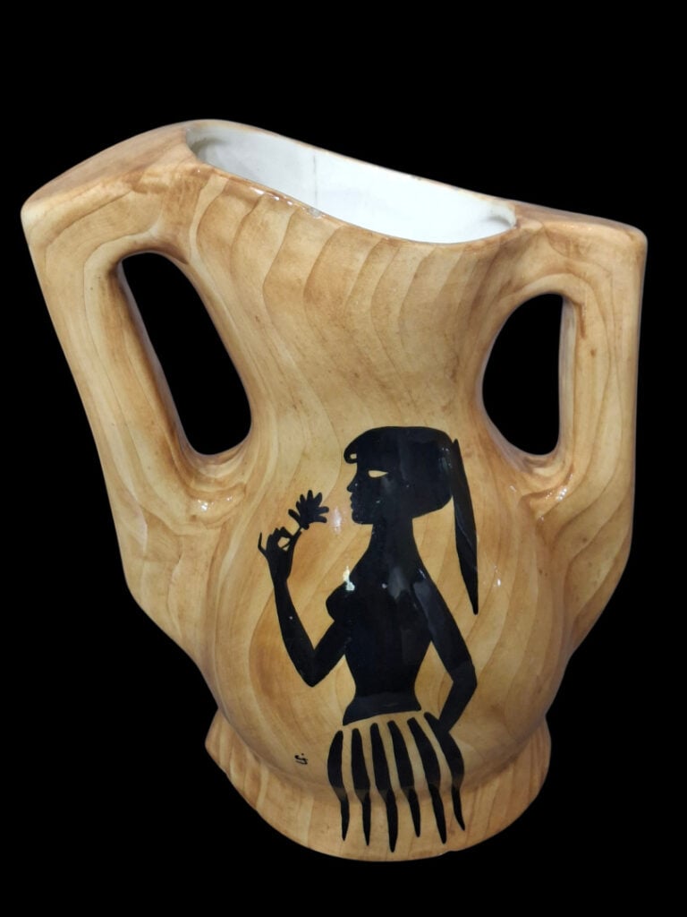 GRANDJEAN-JOURDAN - Deux vases à anses en céramique émaillée imitant le bois or…