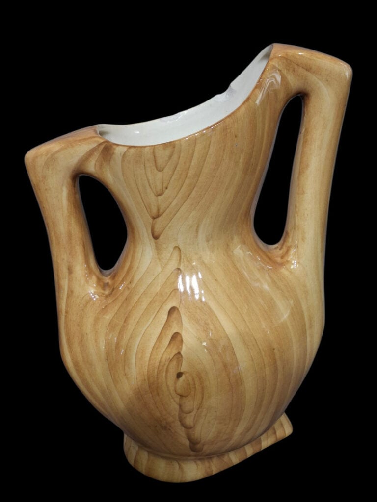 GRANDJEAN-JOURDAN - Deux vases à anses en céramique émaillée imitant le bois or…