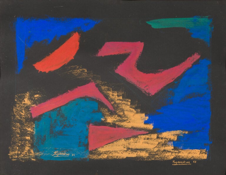 J. PUYVANDRAN (XXÈME SIÈCLE) - Composition abstraite, 1953 - Gouache sur papier…