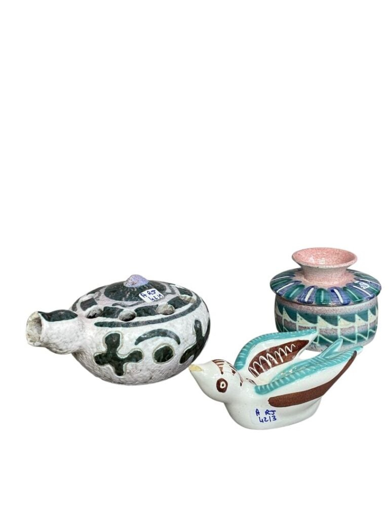 Jacques SAGAN (1927) - Pique-fleurs, pot couvert et oiseau vide-poche en cérami…
