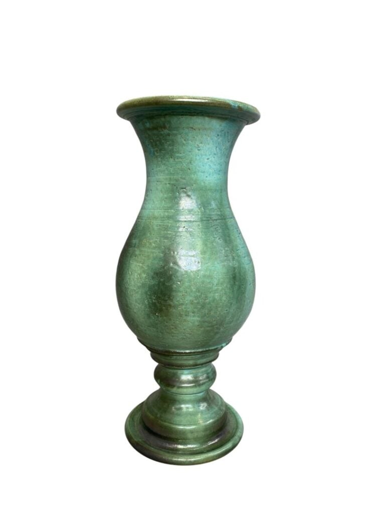 Jean MARAIS (1913-1998) - Vase balustre sur piédouche en céramique émaillée ble…