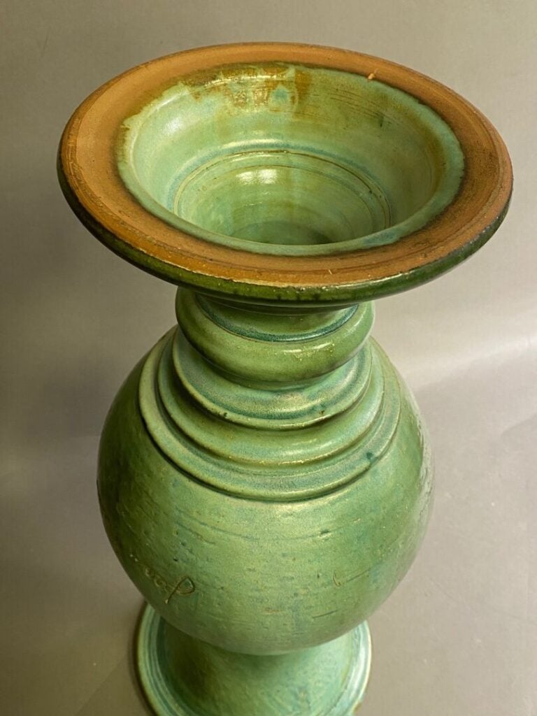 Jean MARAIS (1913-1998) - Vase balustre sur piédouche en céramique émaillée ble…