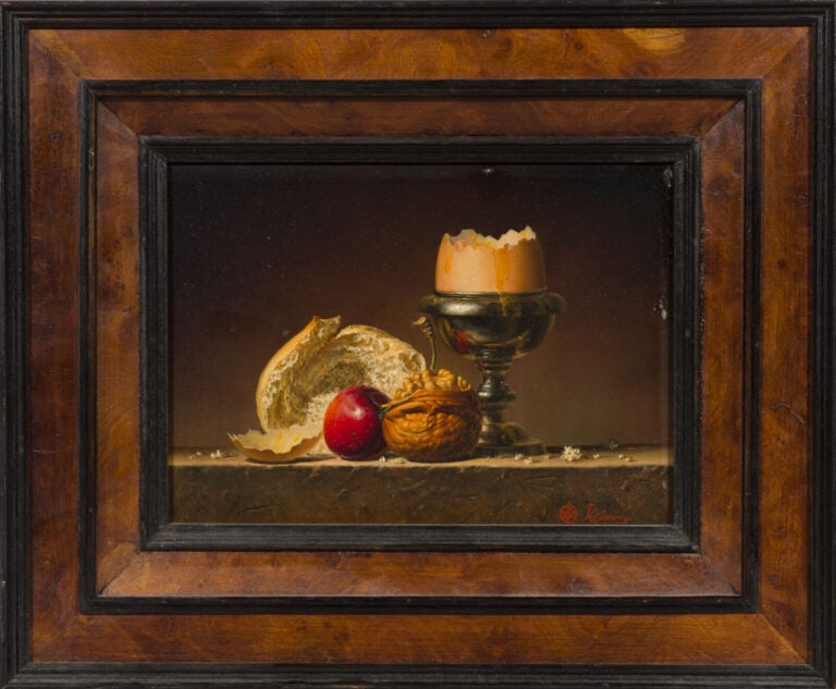 Jean-Pierre POIDEVIN (1948-2021) - Nature morte au coquetier - Huile sur pannea…