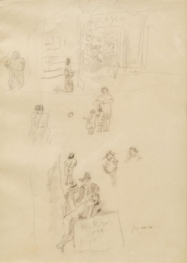 JULES PASCIN (1885-1930) - Scènes de vie, double face - Recto : crayon et fusai…