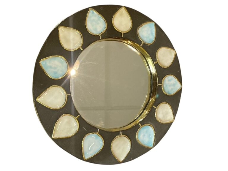 Mithé ESPELT (1923-2020) - Miroir circulaire modèle "Piques" en terre estampée…