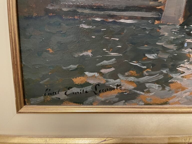Paul-Emile LECOMTE (1977-1950) - Scène de port - Huile sur carton, signée en ba…