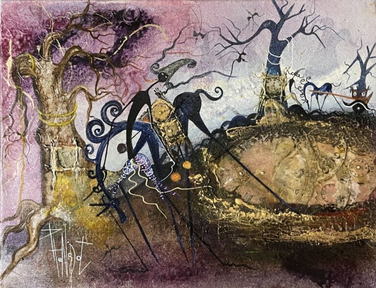 Philippe HENRIOT (XXème siècle) - La Route des horlogers - Huile et collage sur…