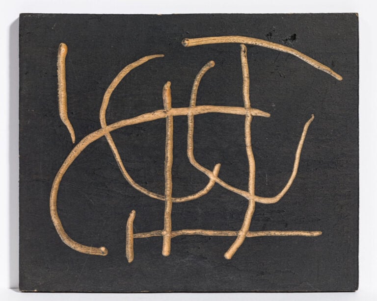 ROBERT JACOBSEN (1912-1993) - Composition, 1961 - Panneau de bois peint en noir…