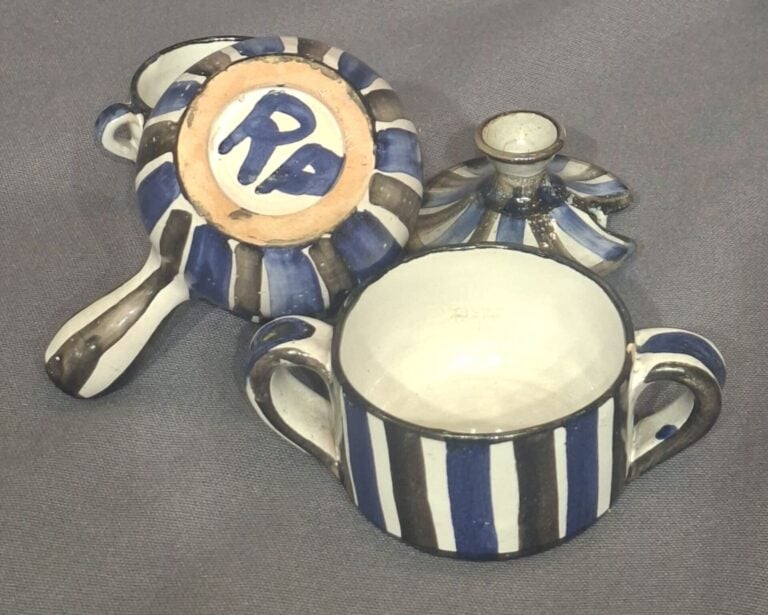 Robert PICAULT (1919-2000) - Lot de céramiques émaillées à décor de rayures ble…