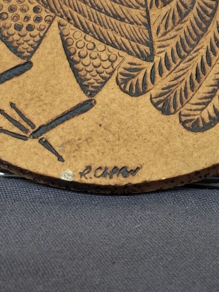 Roger CAPRON (1922-2006) - Grand médaillon en grès à décor de coq - Signature e…