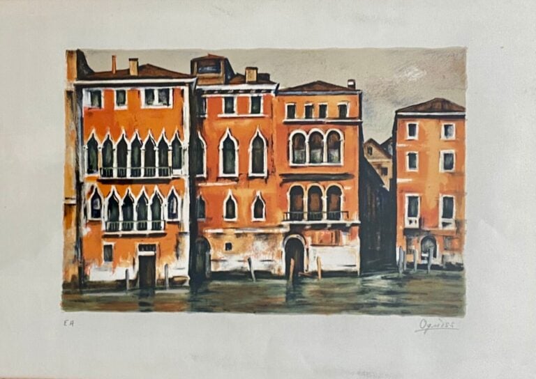 TAKANORI OGUISS (1901-1986) - Palais rouge à Venise, 1981 - Lithographie signée…