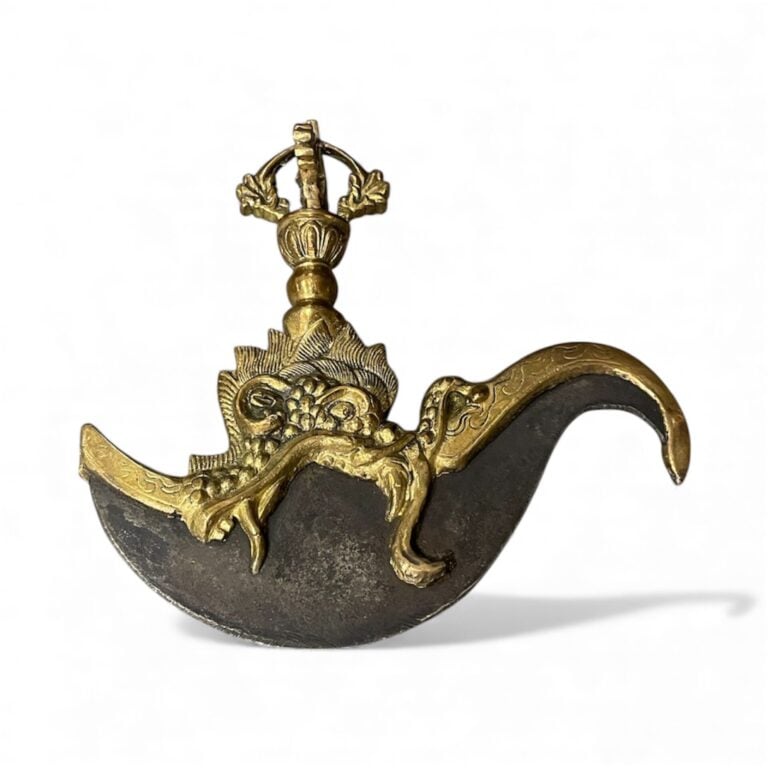 TIBET - Couperet « Kartika » en bronze et fer pour les cérémonies tantriques du…
