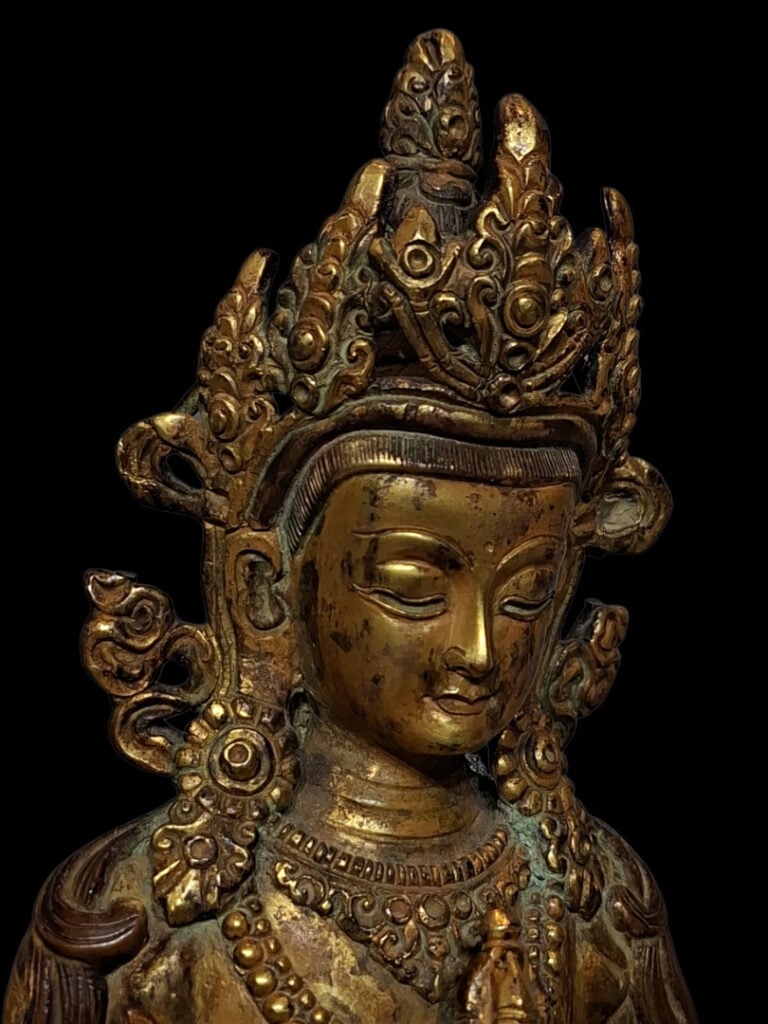 TIBET XXe - Bouddha Vajrasattva - Cuivre doré - 23x15 cm
