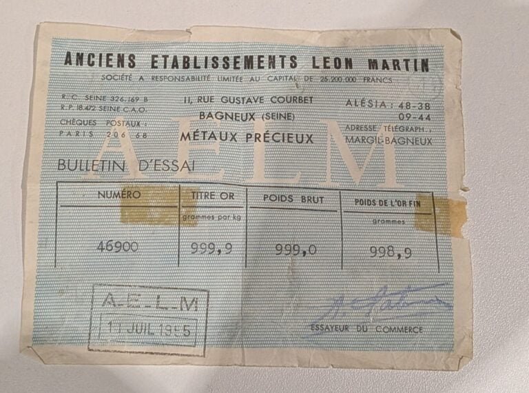 Un lingot or n°46900 avec bulletin d'essai - 999.01g