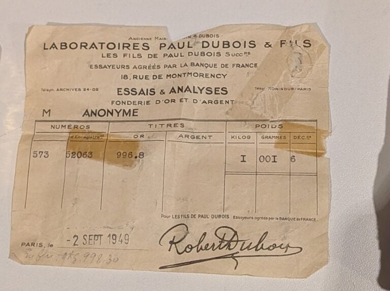 Un lingot or n°52063 avec bulletin d'essai - Poids: 1001.50