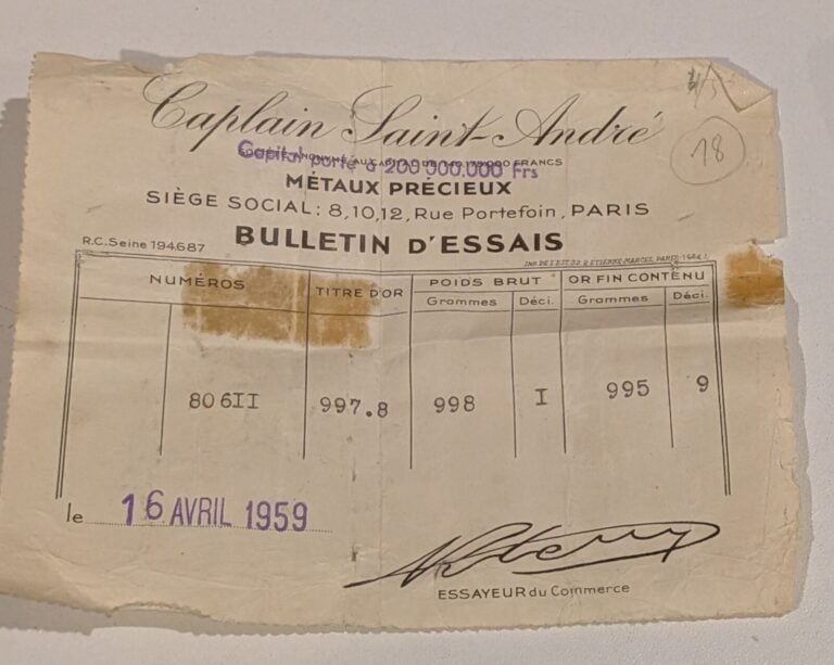 Un lingot or n°80611 avec bulletin d'essai - 998.18g