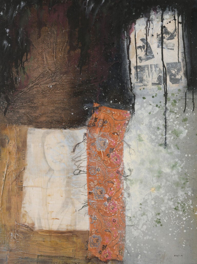 XIA M (XXe) - Composition - Technique mixte et collage - Signée en bas à droite…