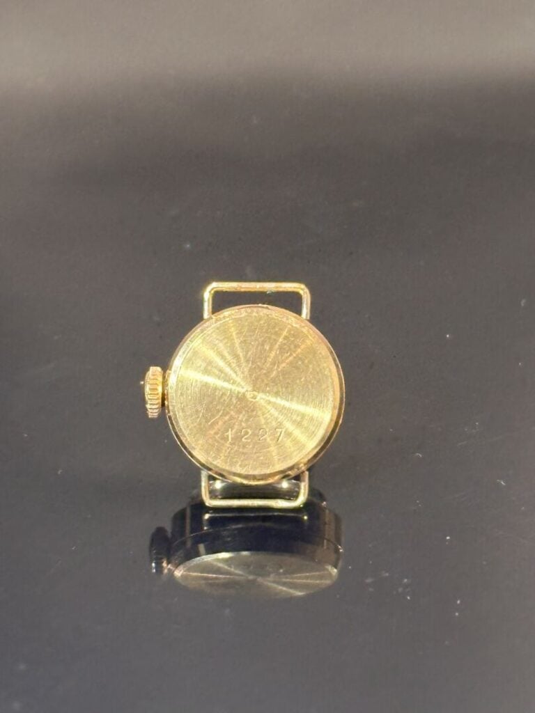 AZUR - Boîtier de montre de dame rond en or jaune (750), la lunette rainurée -…