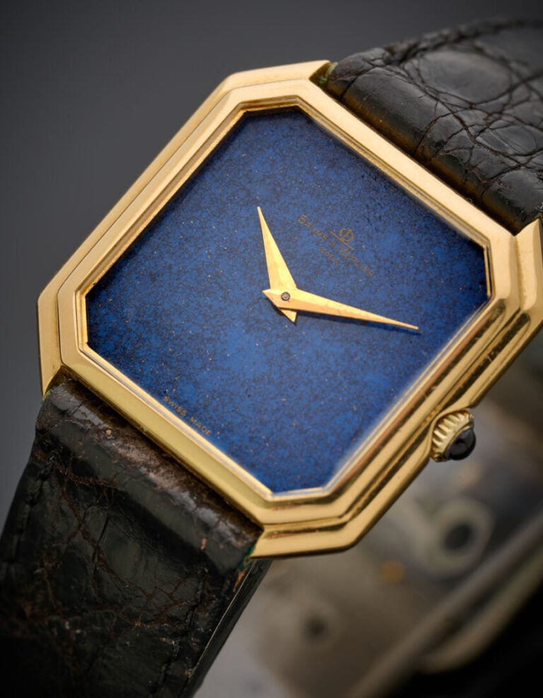 BAUME & MERCIER - BRACELET MONTRE octogonale en or jaune (750°/°°). - Lunette g…