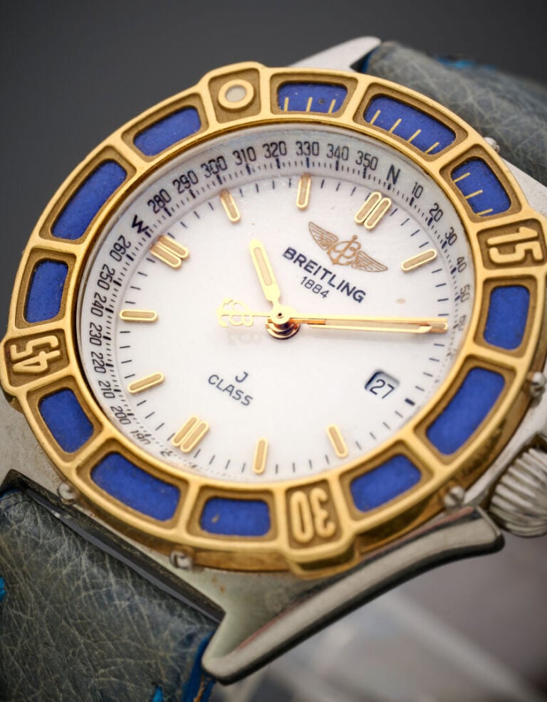 BREITLING - BRACELET MONTRE ronde de dame, modèle "J Class", en acier et or jau…
