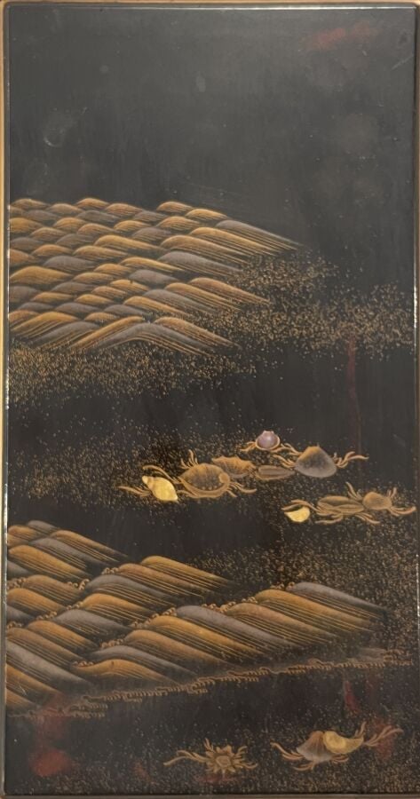 JAPON - Epoque MEIJI (1868 - 1912) - Boite à cinq compartiments en laque noir e…