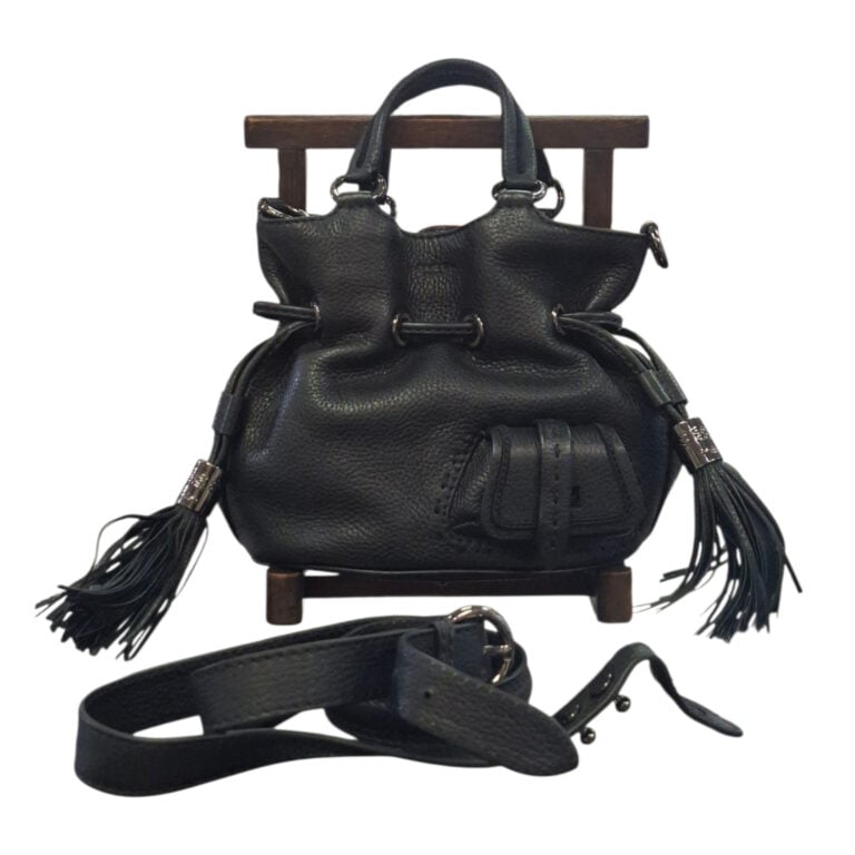 LANCEL. - Sac seau Premier Flirt Mini en cuir noir, fermoir lien tour de sac à…