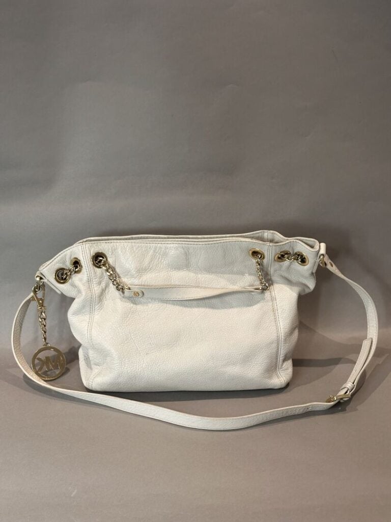 MICHAEL KORS - Sac en cuir crème, double poignée, bandoulière réglable en cuir…